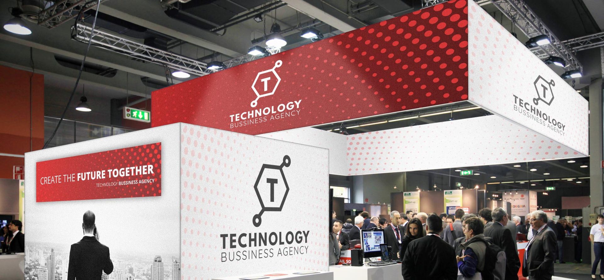 Double-face SEG lightbox booth at a trade show
